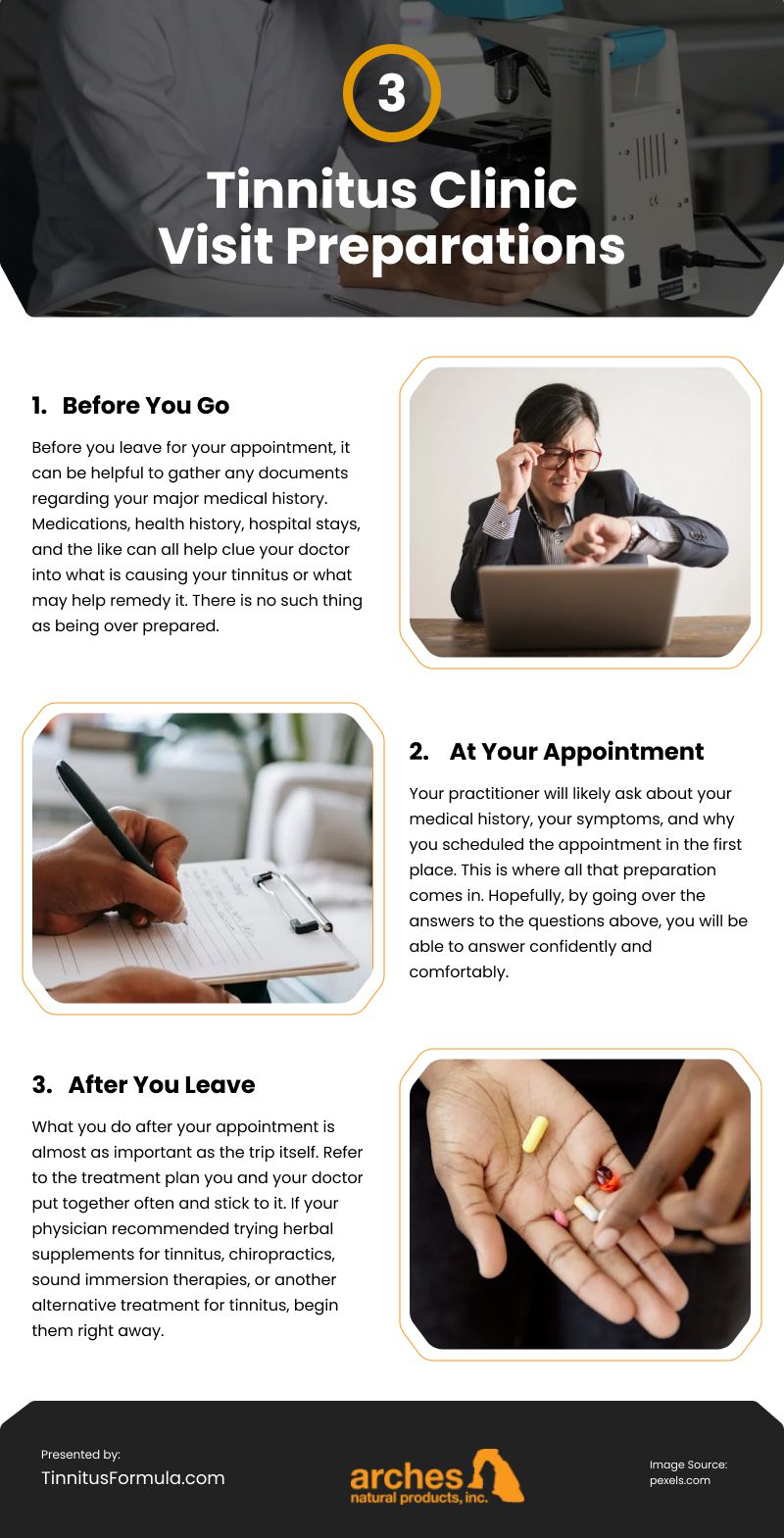 3 Tinnitus Clinic Visit Preparations Infographic